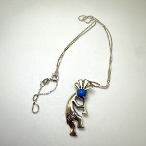 VTG Navajo Jim Calladitto Sterling Kokopelli Pendant Turquoise 925 18" necklace!